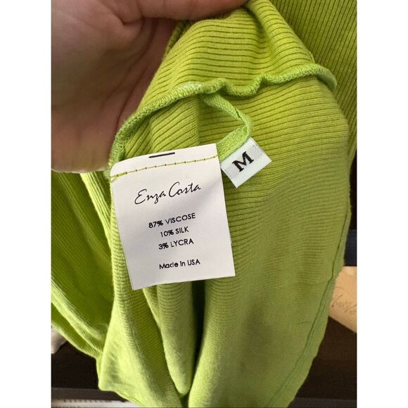 NWOT Enza Costa Silk Blend Tank Mini Dress In Kiwi Green Size Medium - Picture 5 of 5